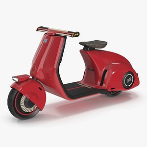 3D Concept Red Electric Scooter Vespa 98 Lights On model