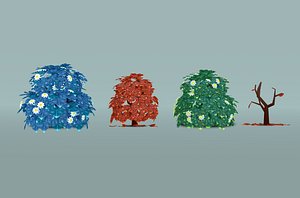 Hand painted stylized bushes 3D model 3D model