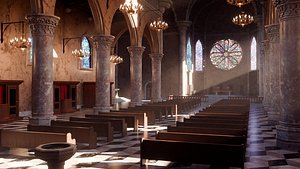 3D Cathedral Interior Environment - Blender Scene