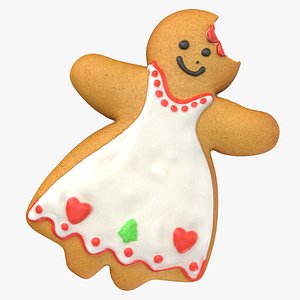 Gingerbread Woman Cookie 01 Bitten model