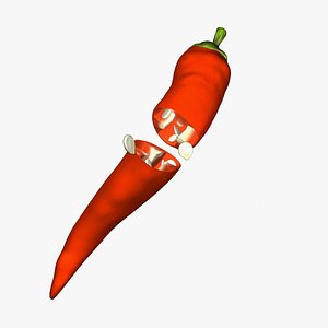 chili pepper sliced 3D