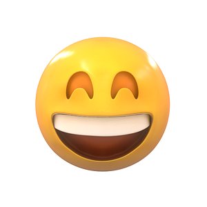 3D emoji grinning face smiling model