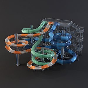3D water park slides model