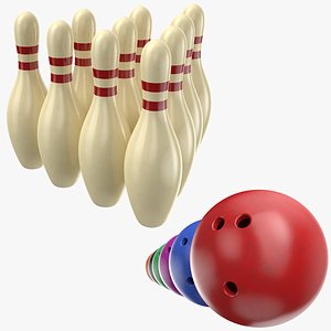 3D real bowling balls pins model