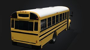 Classic Yellow School Bus - Standard American Transport Vehicle 3D Model