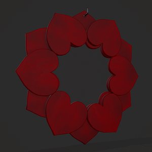 Wooden Heart Wreath 3D model