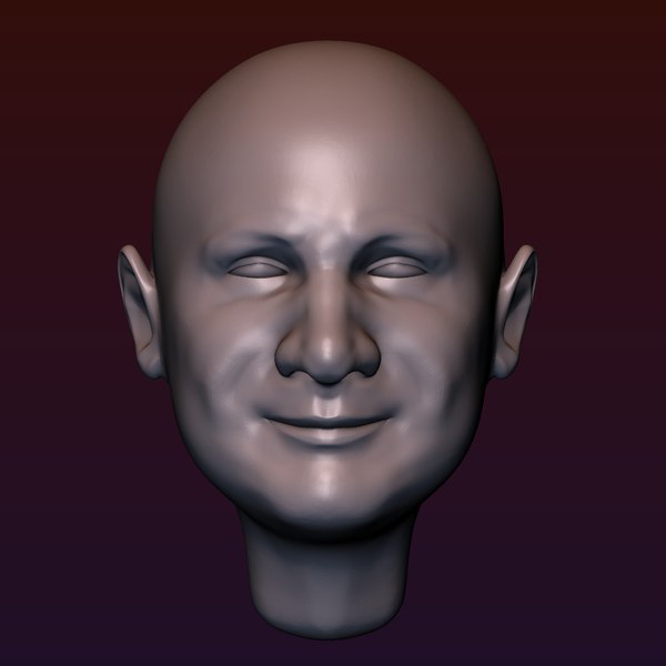 3D Male head 4 bald head