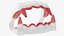 Dientes de vampiro de plástico rojo