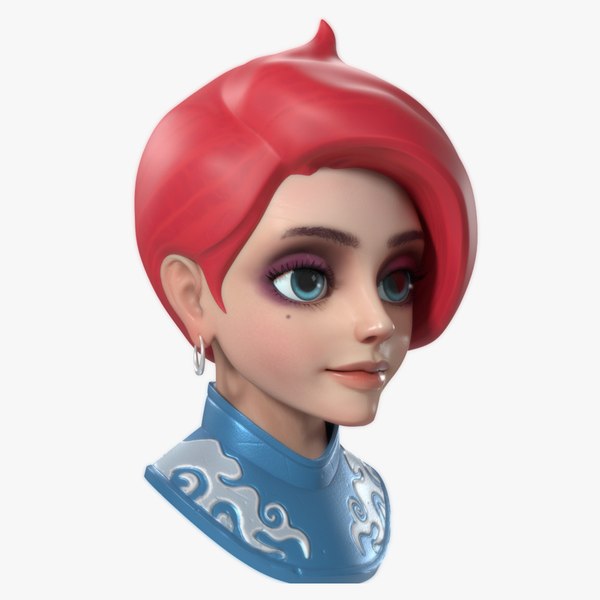 3D cartoon girl Woman head