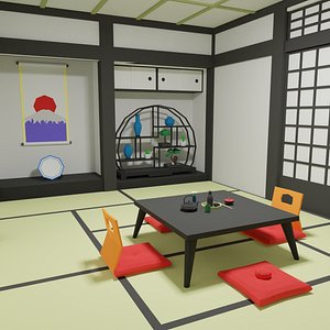 3D Low Poly Japanese Room Pack