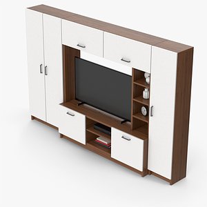 Dark Wood TV Unit Set 3D model