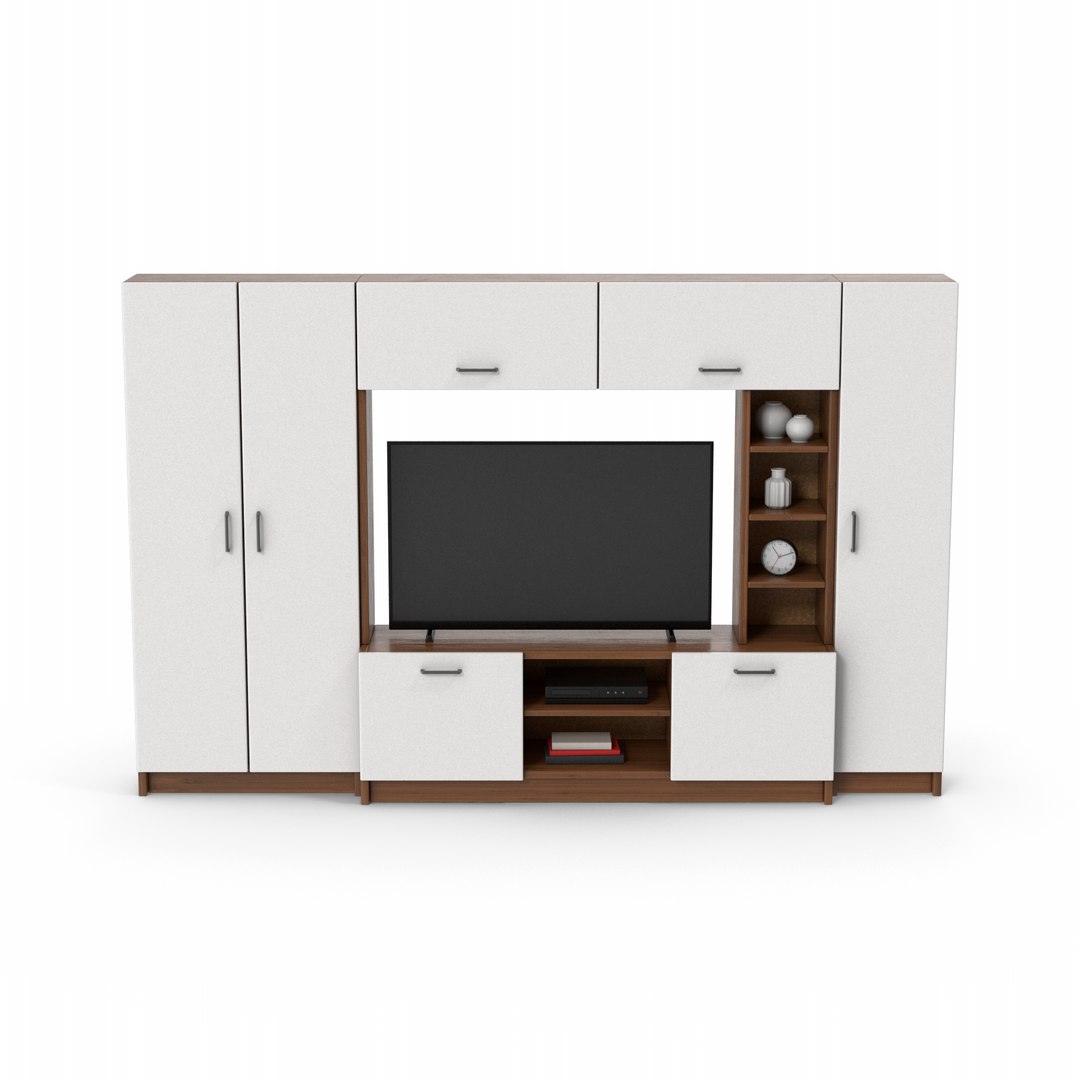Dark Wood TV Unit Set 3D Model - TurboSquid 2056909