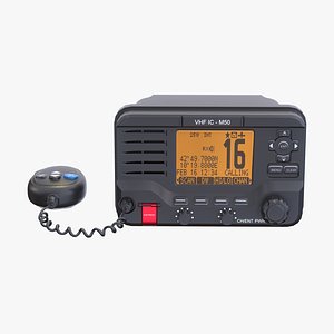 Marine VHF Radio Transceiver with Microphone Game Ready 3D model