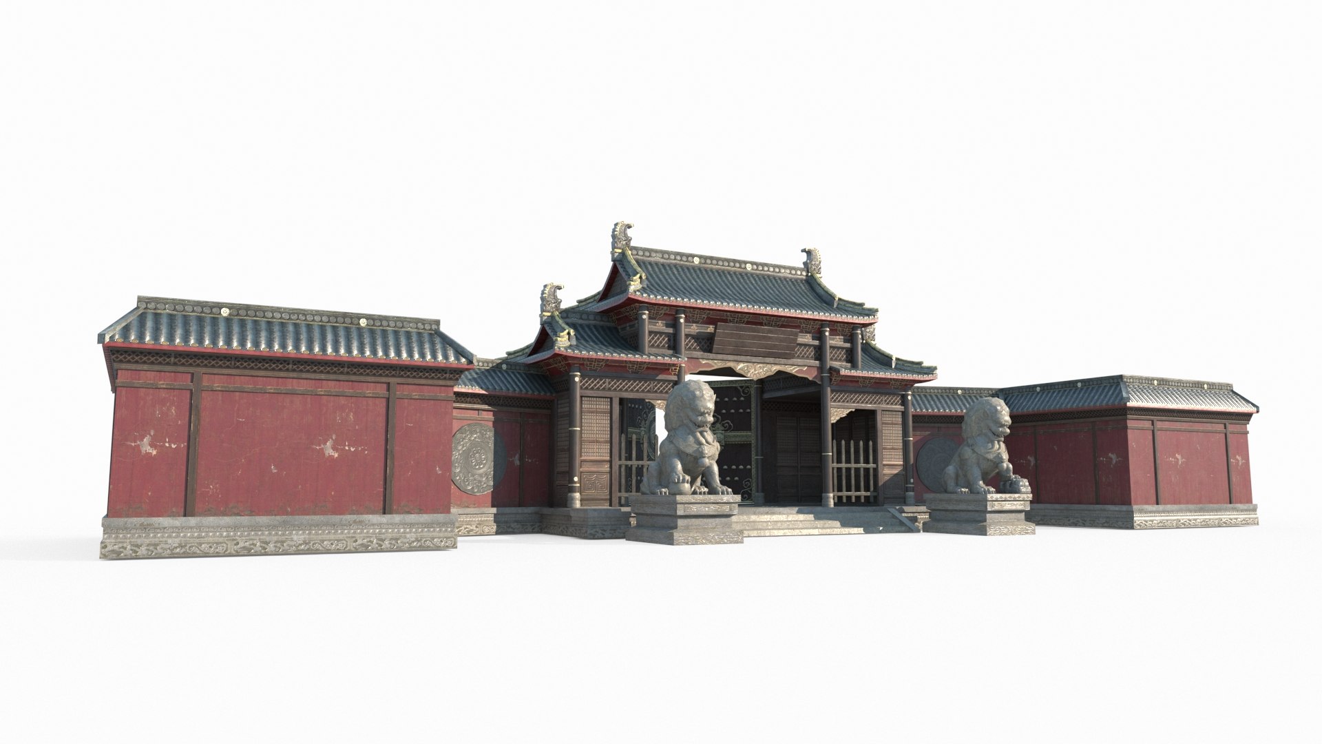 Ancient Asian Architecture Courtyard Gate 3D Model - TurboSquid 2061064