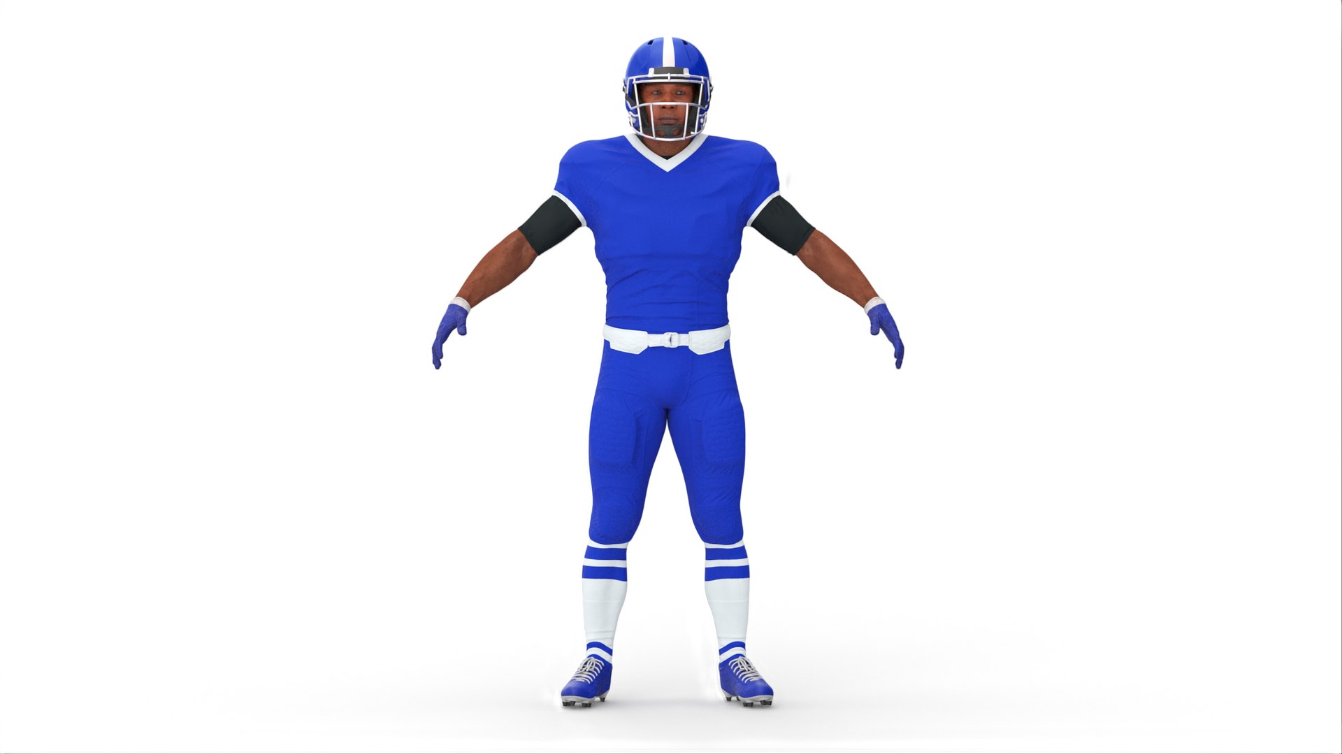 Blue Uniform T-Pose American Football Players 3D model preview