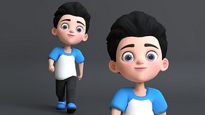 kid cartoon character 3D model