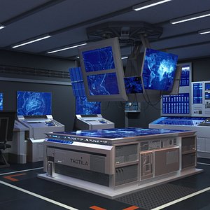 Sci Fi Command Room Blue