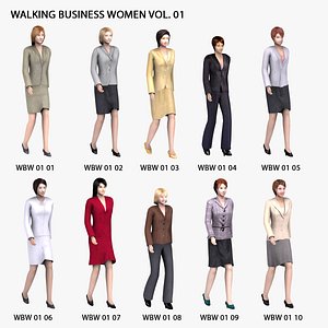 3D People Walking 3D Business Women Vol 01