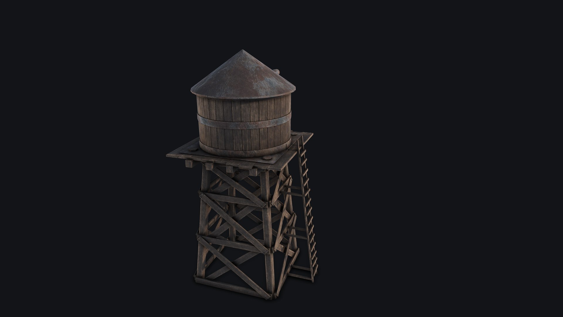 3D Wild West Water Tower 01 Model - TurboSquid 2432887