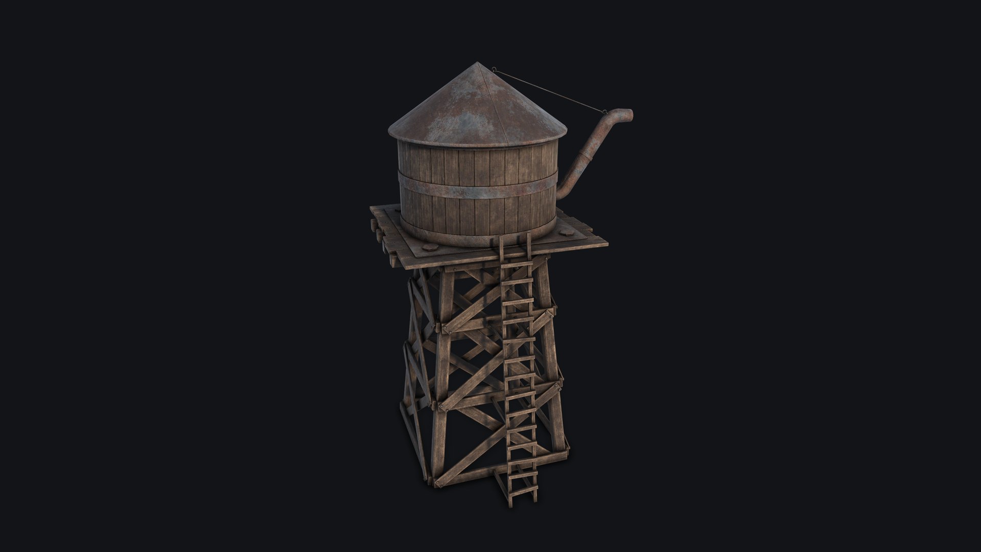 3D Wild West Water Tower 01 Model - TurboSquid 2432887