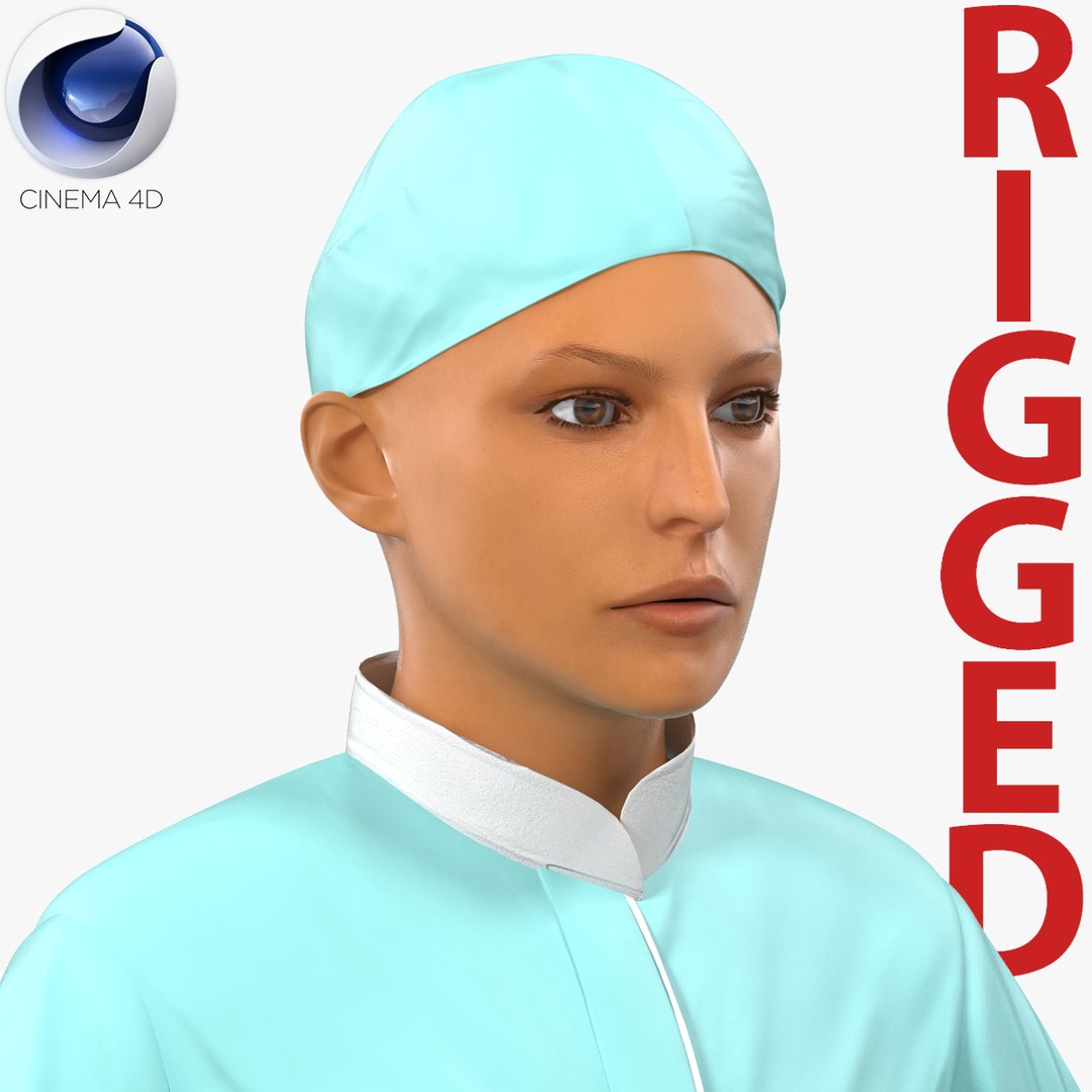 Female Surgeon Mediterranean Rigged 2 for Cinema 4D 3D model preview