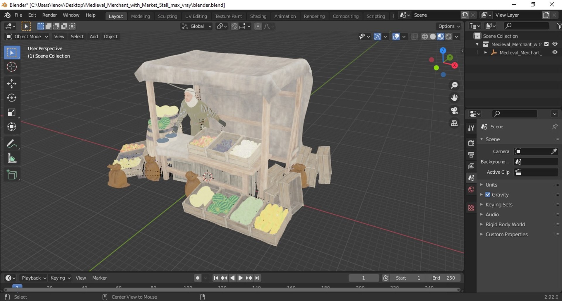 Medieval Merchant With Market Stall Model - TurboSquid 2282241