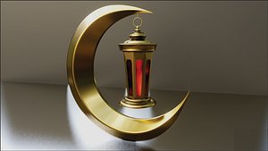 Crescent Moon With Lantern 3D model