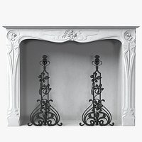 Art Nouveau Statuary Marble Mantelpiece Fireplace