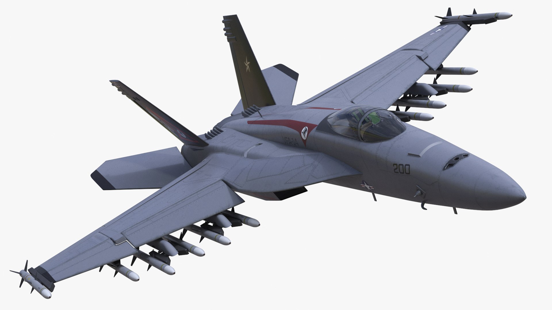 Fighter FA 18E Tophatters Rigged 3D model preview