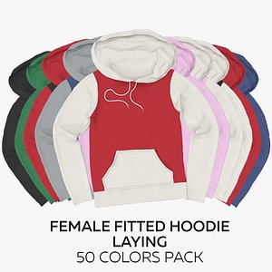Female Fitted Hoodie Laying 50 Colors Pack 3D model