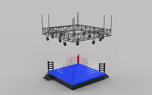 boxing ring with light 3D model 3D model