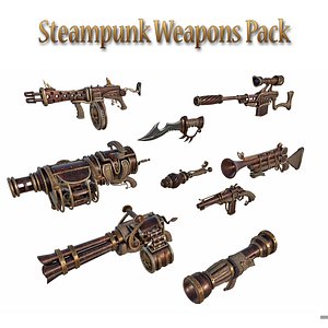 steampunk weapon pack sniper rifle 3D