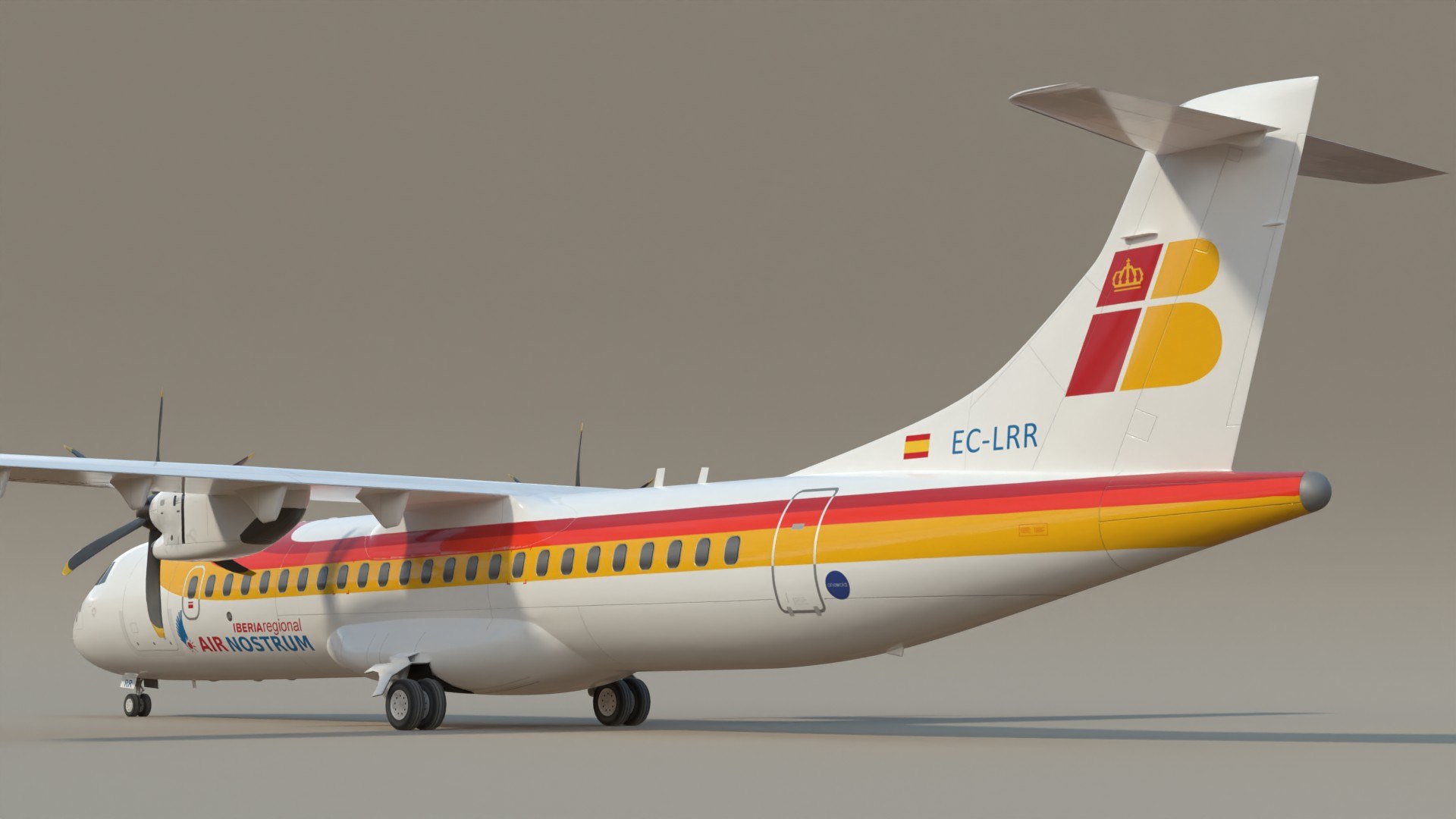 Iberia ATR72 SC model https://p.turbosquid.com/ts-thumb/t5/YwkrHD/Ow/at7ibclpr8/jpg/1722171255/1920x1080/fit_q87/7dfd63a46c006a3354cf6ed0dd0c2006ecc46588/at7ibclpr8.jpg
