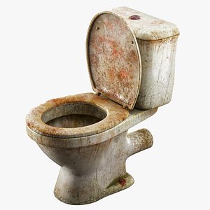 3D Dirty abandoned toilet model