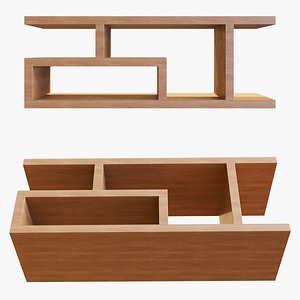 Modern Wooden Console Shelf 3D model