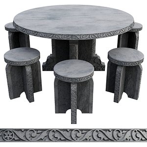 3D model stone table bakni