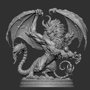 3D sculpture depicts a Manticore