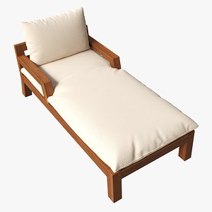 Outdoor wood sun lounger with cushions 02