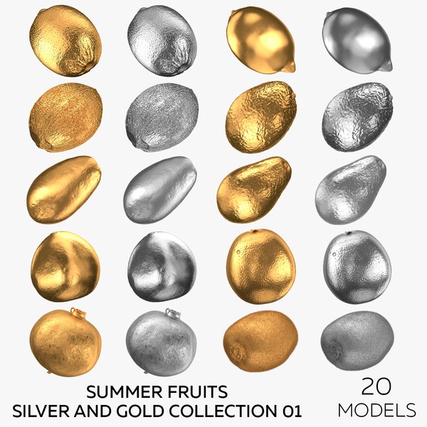 3D Summer Fruits Silver and Gold Collection 01 - 20 models