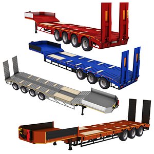Lowbed Trailer Collection 4 in 1 3D model
