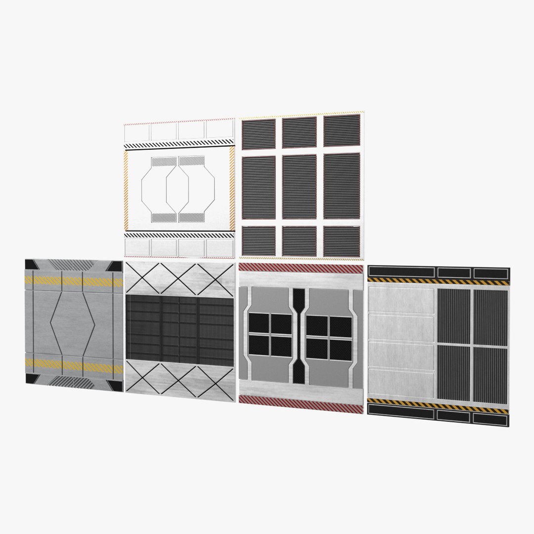 Futuristic Floor Panels Set 3D model preview