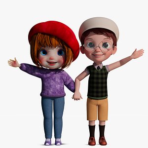 Cartoon Boy and Girl Rigged