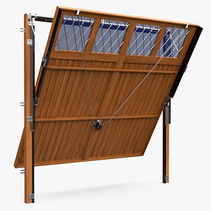 3D Double Garage Door with Windows Rigged for Cinema 4D