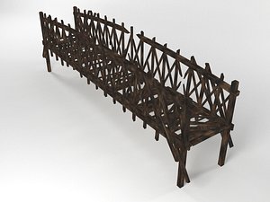 3d old wooden bridge broken model