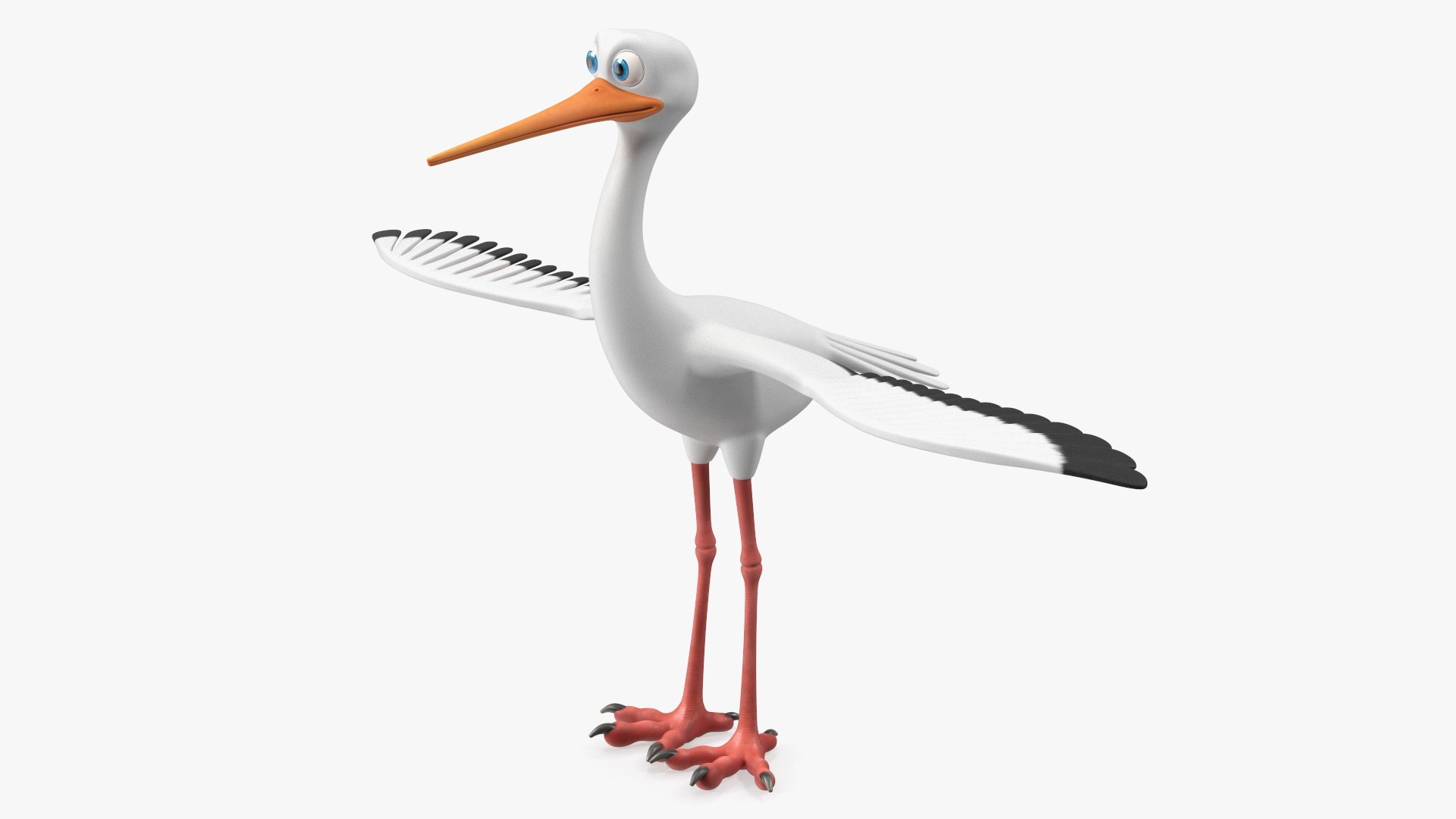 Stork Cartoon 3D model preview