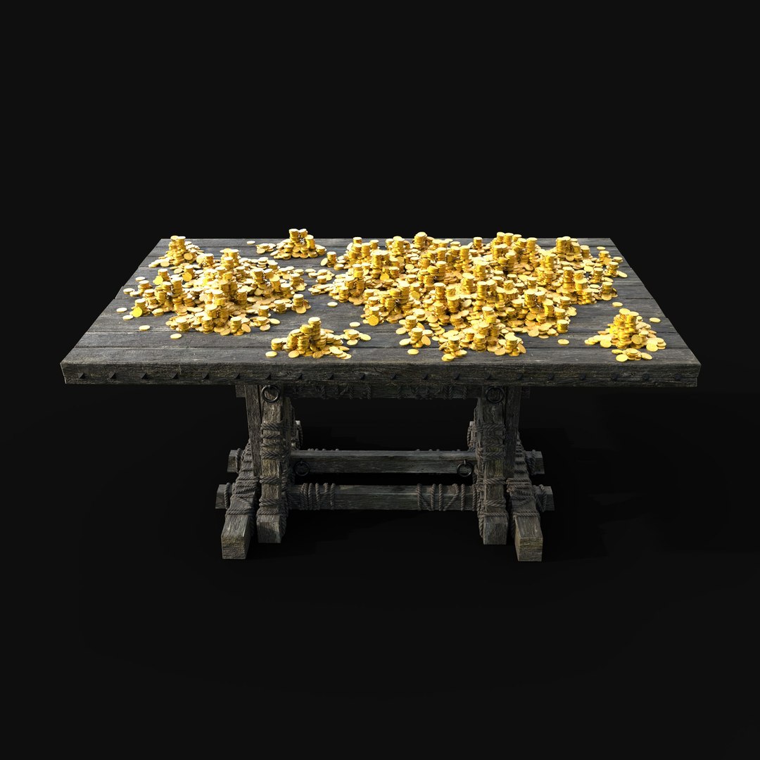 3D GOLD COINS TREASURE PILE MOUND TABLE QUEST LOOT PIRATE MEDIEVAL https://p.turbosquid.com/ts-thumb/t6/Tk2Y3Q/w5/table_render2/jpg/1648136377/1920x1080/fit_q87/b5947659bcd30010ba20fd7d816143366d22ef83/table_render2.jpg