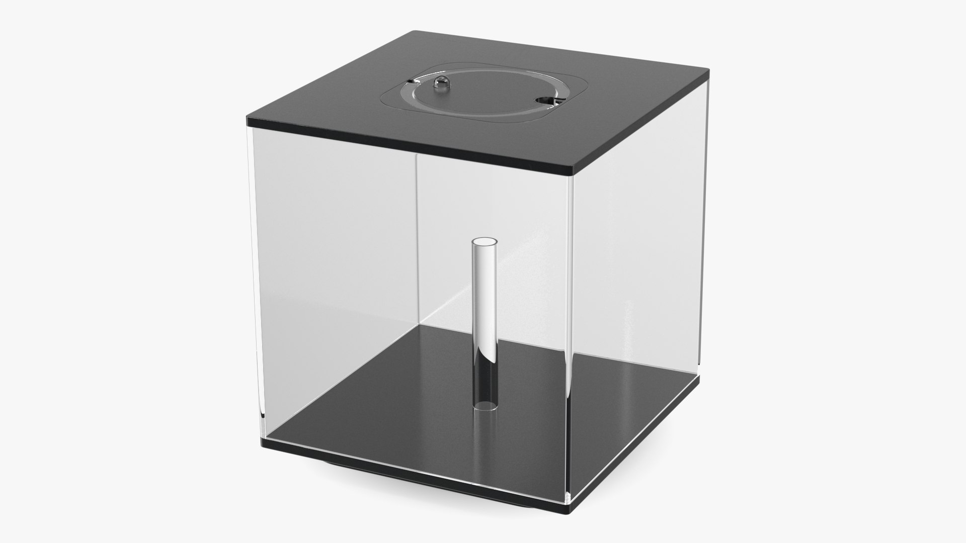 Black Fish Bowl Cube Empty 3D model preview