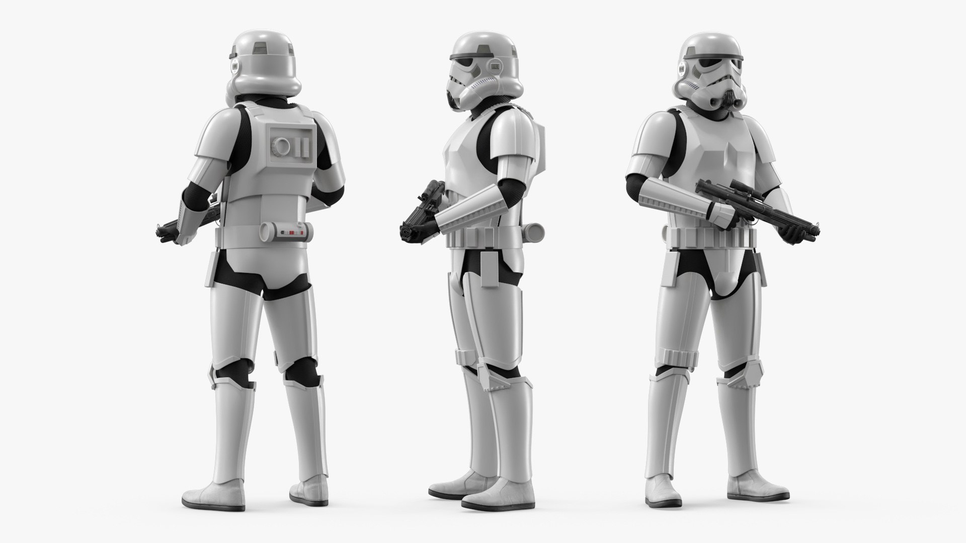 Star Wars Imperial Stormtrooper and Blaster Rigged for Maya 3D model preview