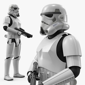 3D Star Wars Imperial Stormtrooper and Blaster Rigged for Maya model