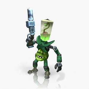 Alien invader rigged & animated